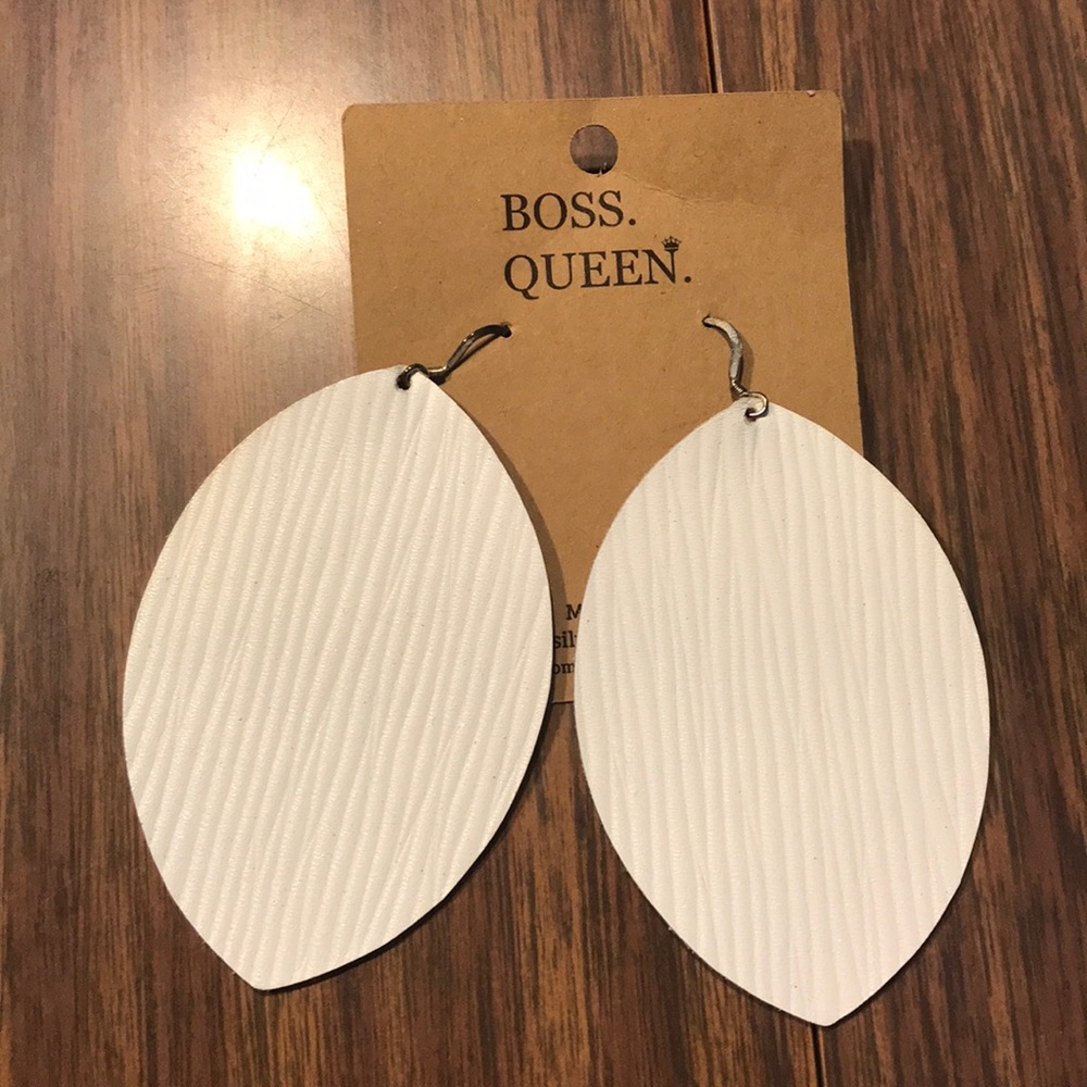 White Leather Earrings